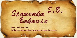 Stamenka Baković vizit kartica